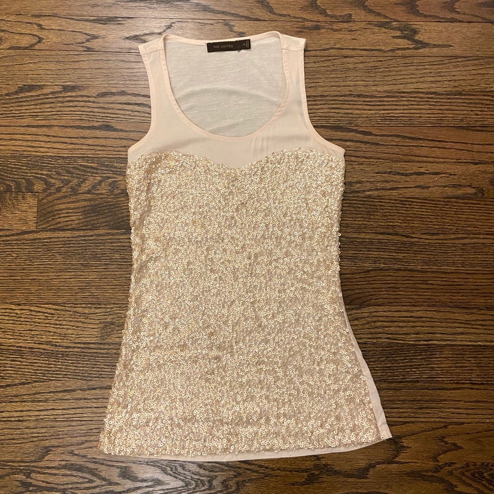 The Limited Sweatheart Blush Sequin Top